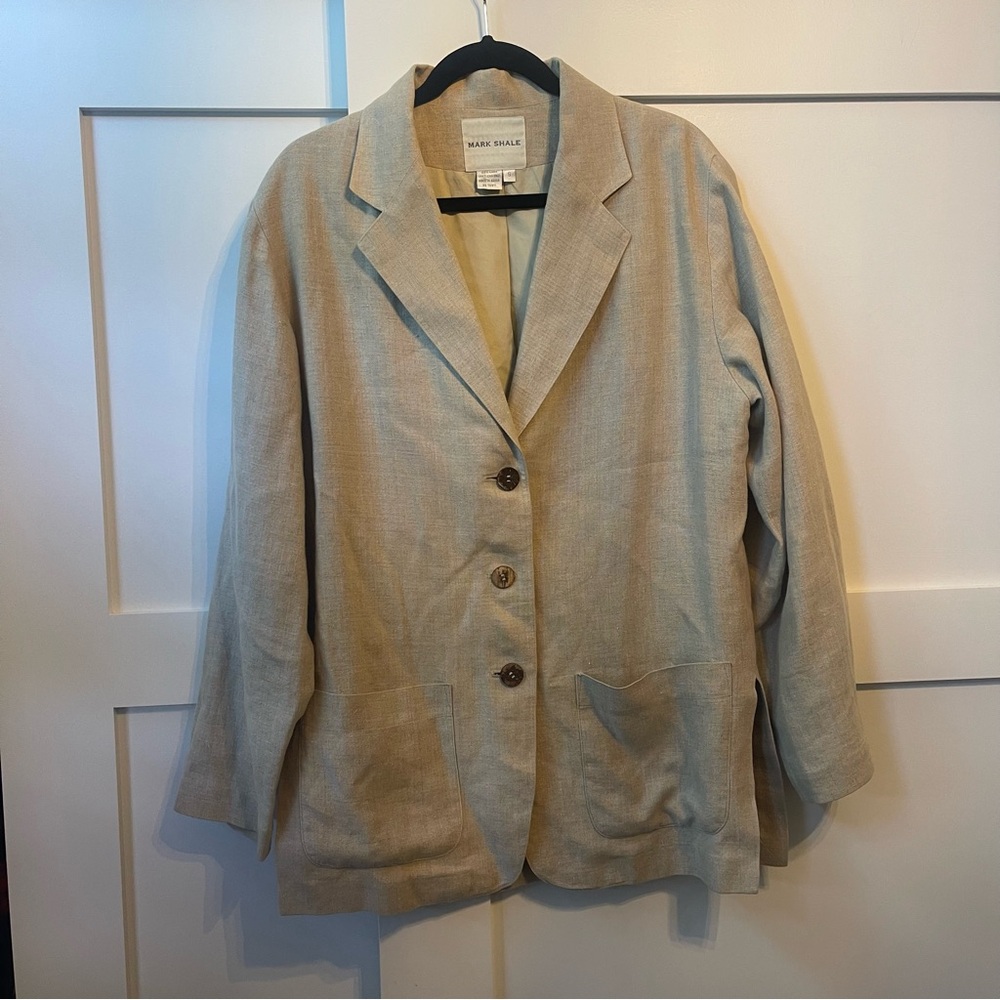 Mark Shale linen men S Tan Blazer Classic Oversized Fit